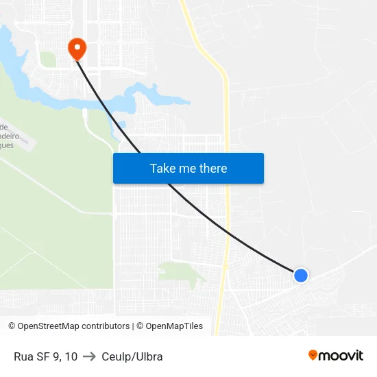 Rua SF 9, 10 to Ceulp/Ulbra map