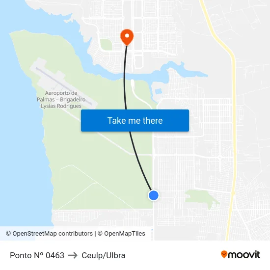 Ponto Nº 0463 to Ceulp/Ulbra map