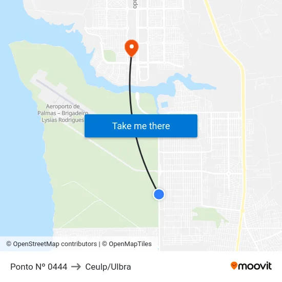Ponto Nº 0444 to Ceulp/Ulbra map