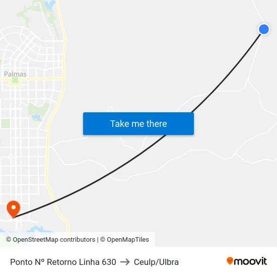Ponto Nº Retorno Linha 630 to Ceulp/Ulbra map