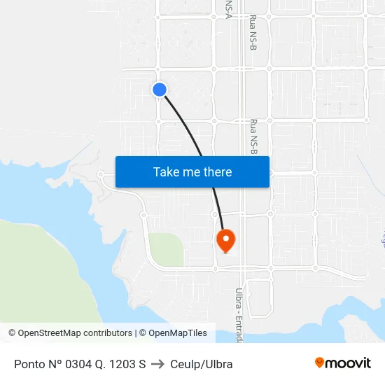 Ponto Nº 0304 Q. 1203 S to Ceulp/Ulbra map