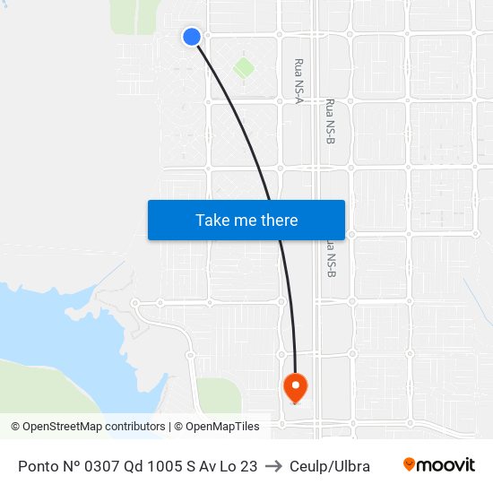 Ponto Nº 0307 Qd 1005 S Av Lo 23 to Ceulp/Ulbra map