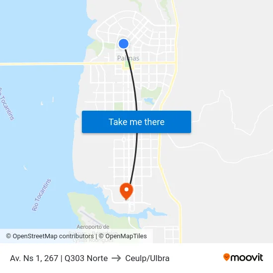 Av. Ns 1, 267 | Q303 Norte to Ceulp/Ulbra map