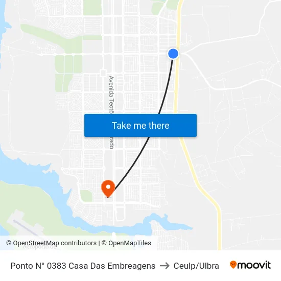 Ponto N° 0383 Casa Das Embreagens to Ceulp/Ulbra map
