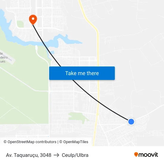 Av. Taquaruçu, 3048 to Ceulp/Ulbra map