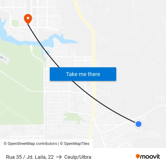 Rua 35 / Jd. Laila, 22 to Ceulp/Ulbra map