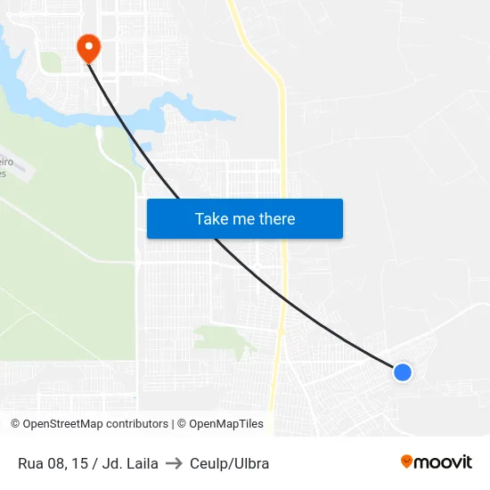 Rua 08, 15 / Jd. Laila to Ceulp/Ulbra map