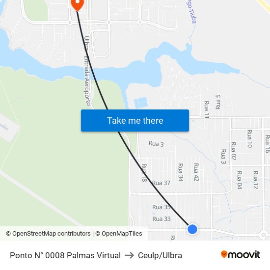 Ponto N° 0008 Palmas Virtual to Ceulp/Ulbra map