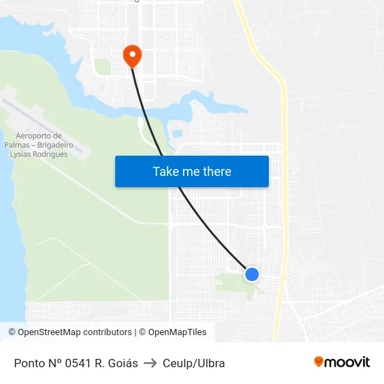 Ponto Nº 0541 R. Goiás to Ceulp/Ulbra map