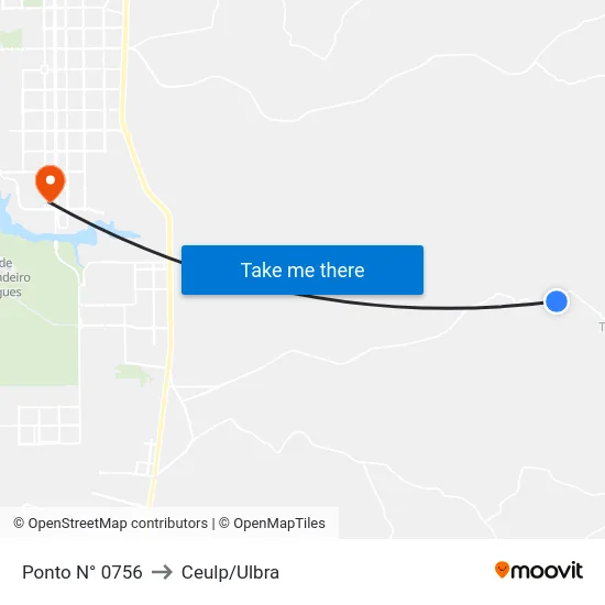 Ponto N° 0756 to Ceulp/Ulbra map