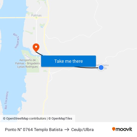 Ponto N° 0764 Templo Batista to Ceulp/Ulbra map