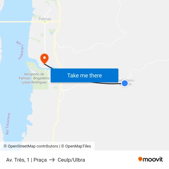 Av. Três, 1 | Praça to Ceulp/Ulbra map