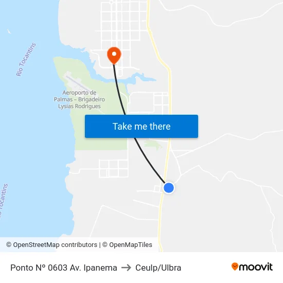 Ponto Nº 0603 Av. Ipanema to Ceulp/Ulbra map