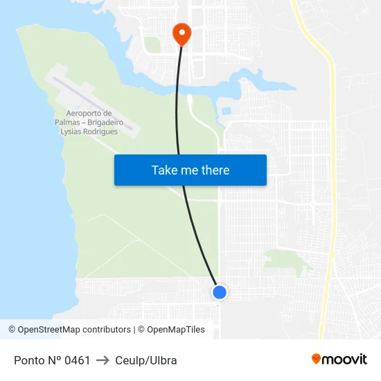 Ponto Nº 0461 to Ceulp/Ulbra map