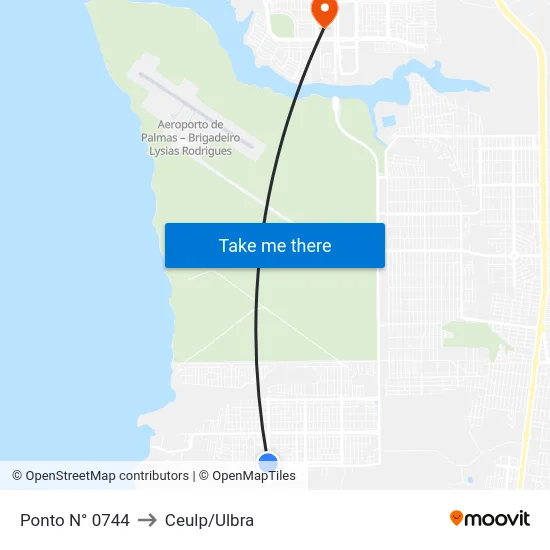 Ponto N° 0744 to Ceulp/Ulbra map