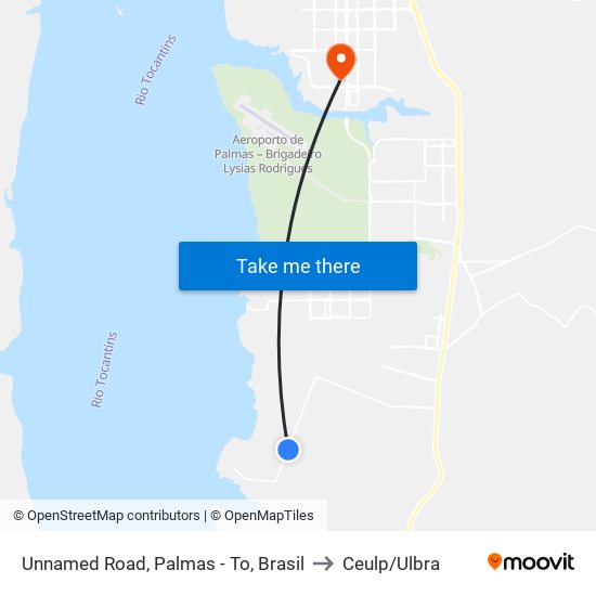 Unnamed Road, Palmas - To, Brasil to Ceulp/Ulbra map