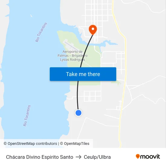 Chácara Divino Espirito Santo to Ceulp/Ulbra map