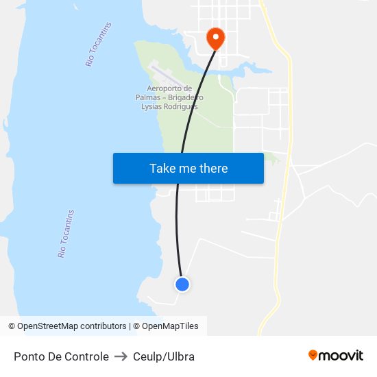 Ponto De Controle to Ceulp/Ulbra map