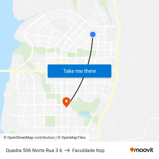 Quadra 506 Norte Rua 3 6 to Faculdade Itop map