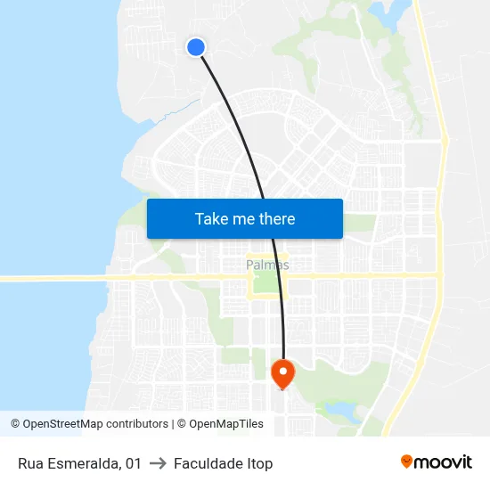 Rua Esmeralda, 01 to Faculdade Itop map