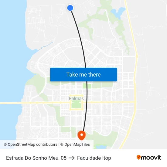 Estrada Do Sonho Meu, 05 to Faculdade Itop map