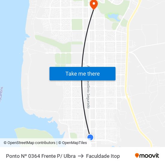 Ponto Nº 0364 Frente P/ Ulbra to Faculdade Itop map