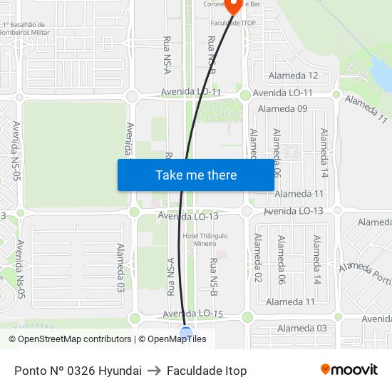 Ponto Nº 0326 Hyundai to Faculdade Itop map