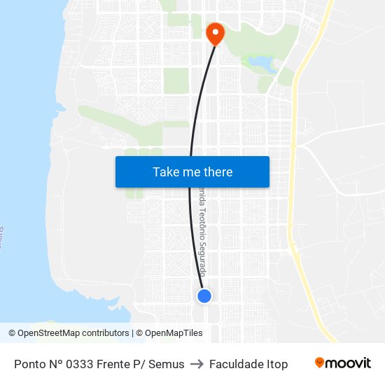 Ponto Nº 0333 Frente P/ Semus to Faculdade Itop map