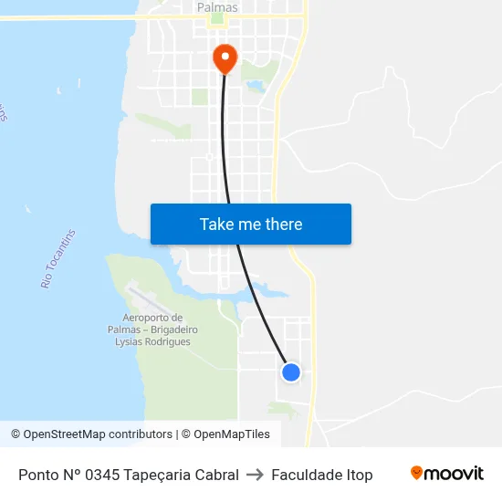 Ponto Nº 0345 Tapeçaria Cabral to Faculdade Itop map
