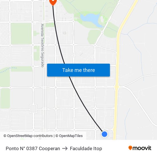 Ponto N° 0387 Cooperan to Faculdade Itop map