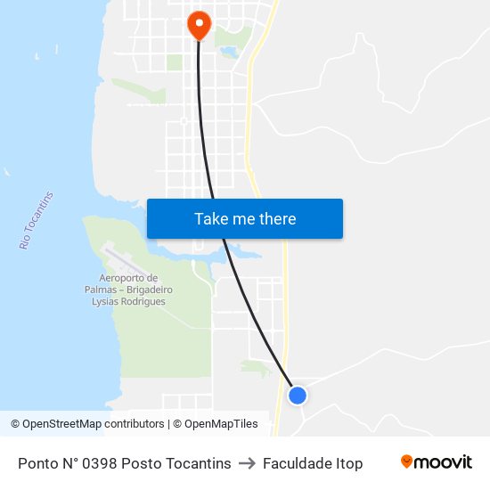 Ponto N° 0398 Posto Tocantins to Faculdade Itop map