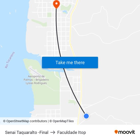 Senai Taquaralto -Final to Faculdade Itop map