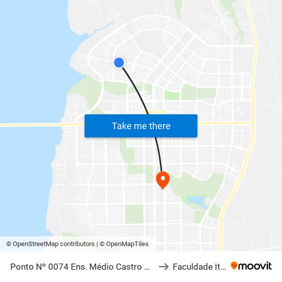Ponto Nº 0074 Ens. Médio Castro Alves to Faculdade Itop map