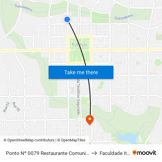 Ponto Nº 0079 Restaurante Comunitário to Faculdade Itop map