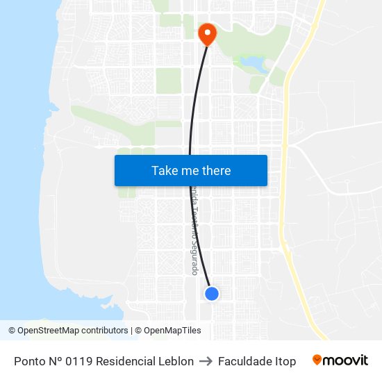 Ponto Nº 0119 Residencial Leblon to Faculdade Itop map