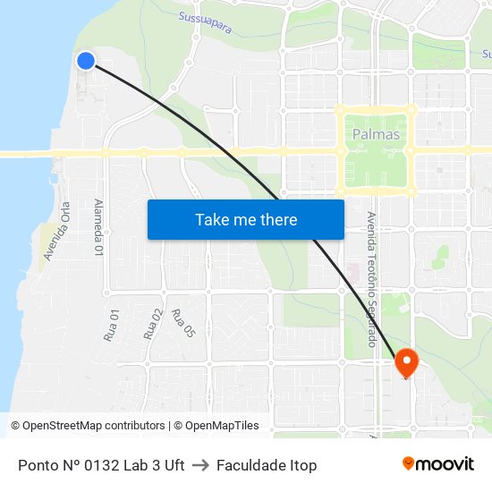 Ponto Nº 0132 Lab 3 Uft to Faculdade Itop map