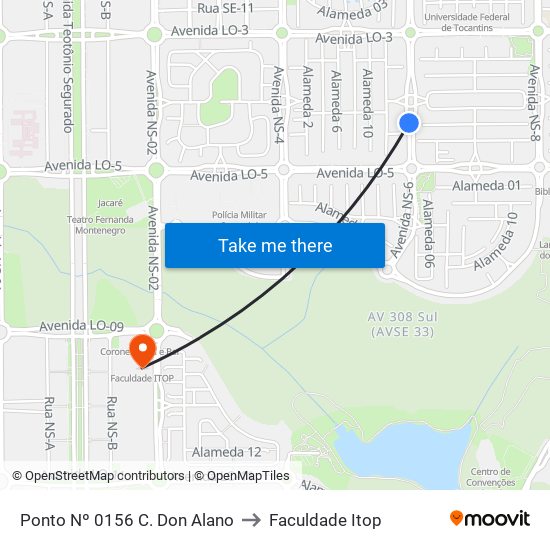 Ponto Nº 0156 C. Don Alano to Faculdade Itop map