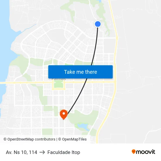 Av. Ns 10, 114 to Faculdade Itop map