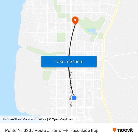 Ponto Nº 0205 Posto J. Ferro to Faculdade Itop map