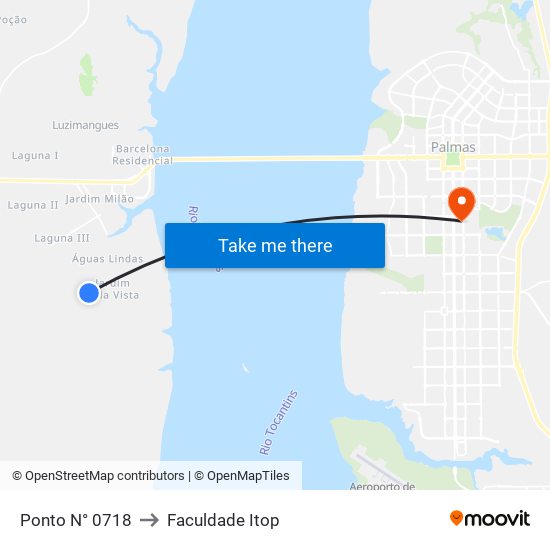 Ponto N° 0718 to Faculdade Itop map