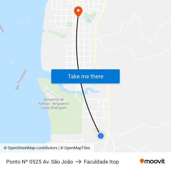 Ponto Nº 0525 Av. São João to Faculdade Itop map