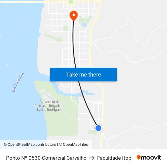 Ponto Nº 0530 Comercial Carvalho to Faculdade Itop map