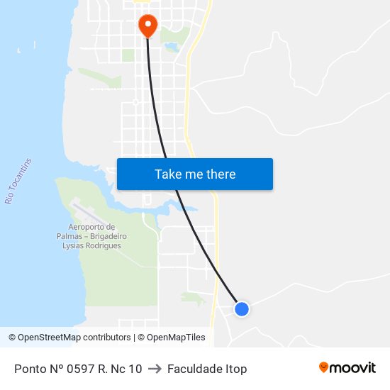 Ponto Nº 0597 R. Nc 10 to Faculdade Itop map