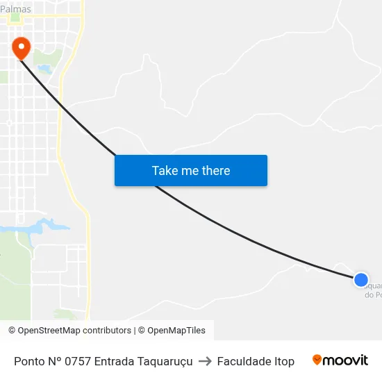 Ponto Nº 0757 Entrada Taquaruçu to Faculdade Itop map