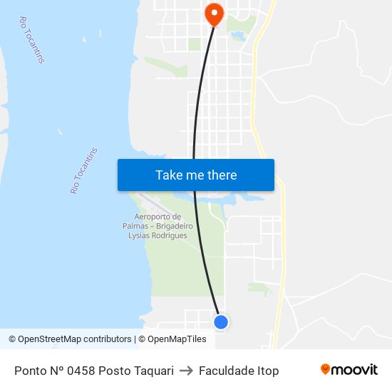 Ponto Nº 0458 Posto Taquari to Faculdade Itop map