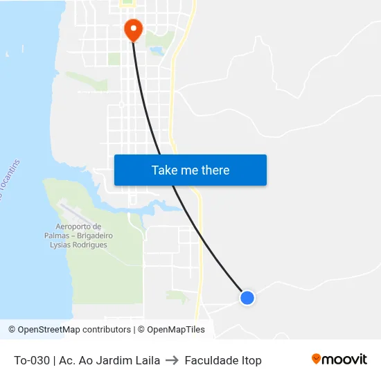 To-030 | Ac. Ao Jardim Laila to Faculdade Itop map
