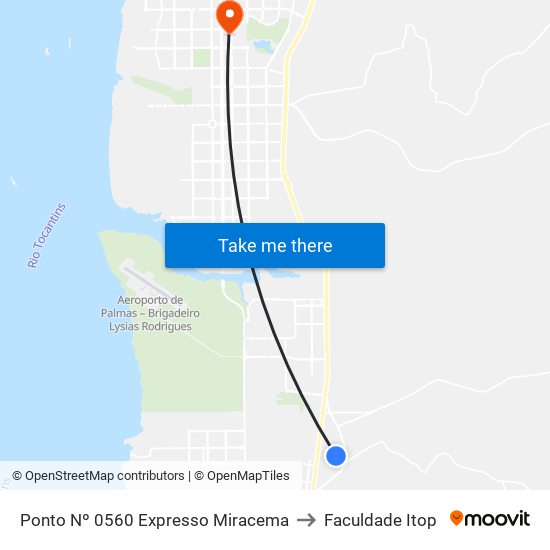 Ponto Nº 0560 Expresso Miracema to Faculdade Itop map