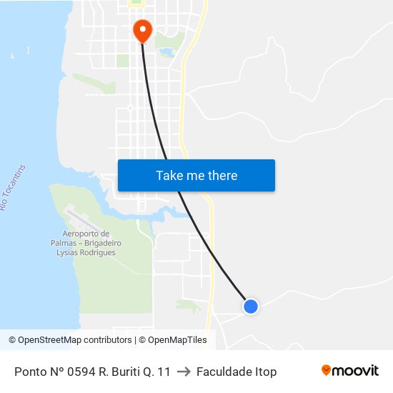 Ponto Nº 0594 R. Buriti Q. 11 to Faculdade Itop map