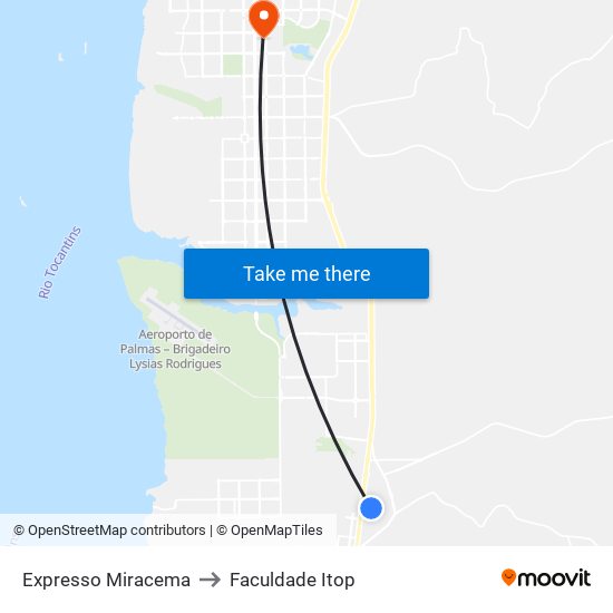 Expresso Miracema to Faculdade Itop map