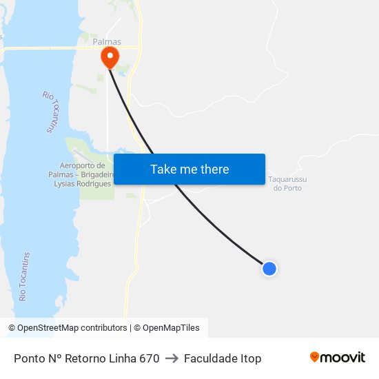 Ponto Nº Retorno Linha 670 to Faculdade Itop map